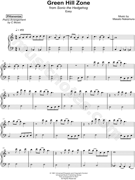 PHianonize Green Hill Zone [easy] Sheet Music (Piano Solo) in C Major -  Download & Print - SKU: MN0230188