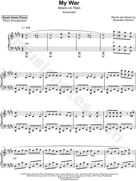 My War - Attack on Titan Sheet music for Piano (Solo)