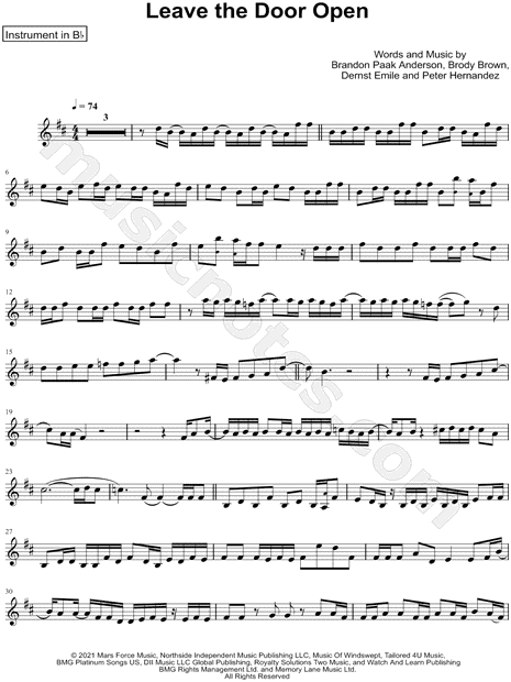 Leave the Door Open Partitura Bruno Mars