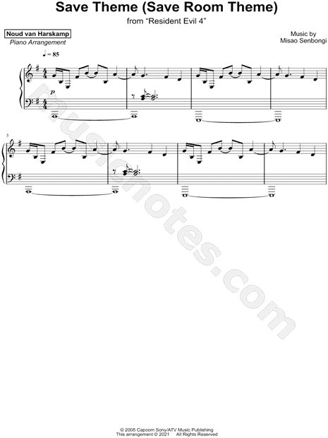 A Moment of Relief (Save Room Theme) - Resident Evil: Code Veronica - Piano  Sheet music for Piano (Solo) Easy