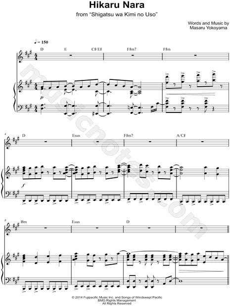 Hikaru Nara - Shigatsu wa Kimi no Uso Chords - Animes Chords