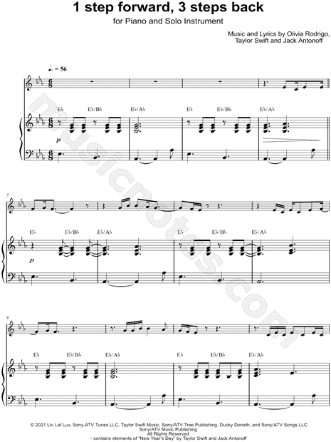 1 step forward, 3 steps back sheet music for ukulele (PDF)