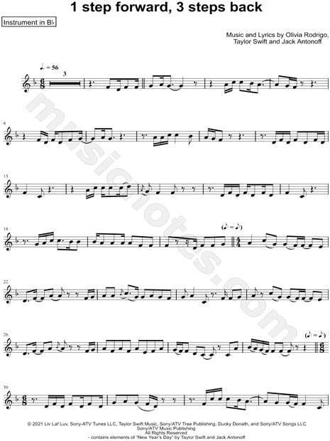 1 step forward, 3 steps back sheet music for ukulele (PDF)