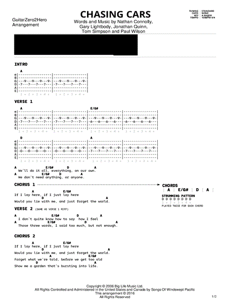 Chasing cars - ukulele  Ukulele songs, Guitar chords and lyrics