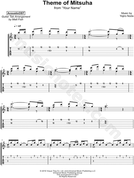 Play Mitsuha Theme (Kimi no Na wa) Music Sheet