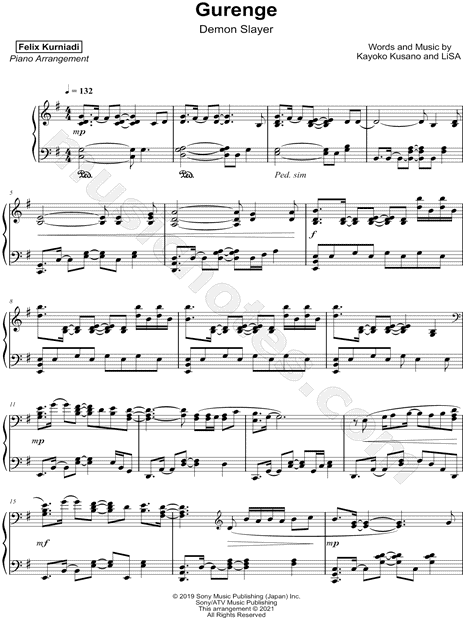 Gurenge - Piano Solo - Digital Sheet Music