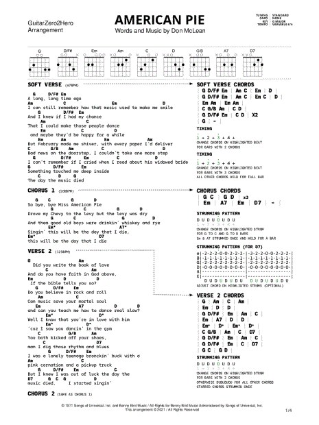 Learn Guitar Chords for Don McLean's “American Pie” - American