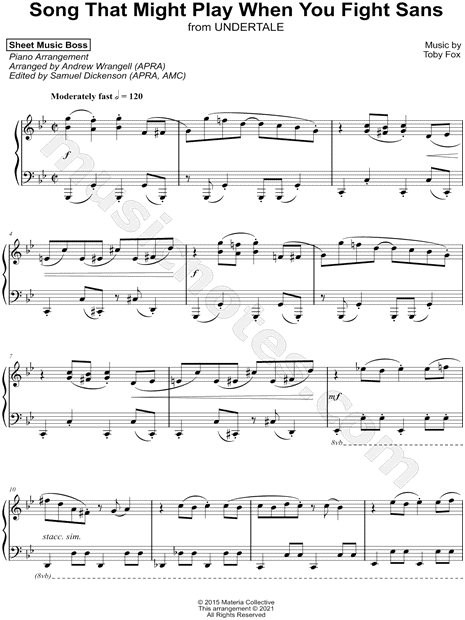 Song That Might Play When You Fight Sans - Violin Solo Sheet music