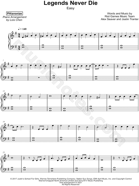 Legends Never Die – League of Legends [With All Instruments] Sheet