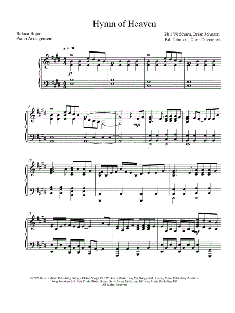 Raluca Bojor Hymn of Heaven Sheet Music (Piano Solo) in E Major -  Download & Print - SKU: MN0238386