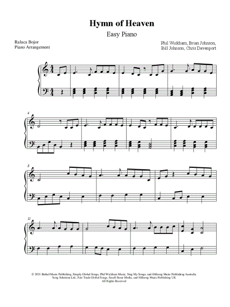 Raluca Bojor Hymn of Heaven Sheet Music (Piano Solo) in E Major -  Download & Print - SKU: MN0238386