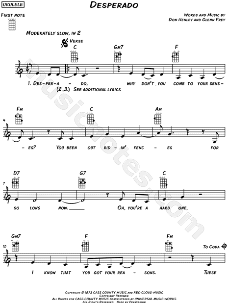 DESPERADO CHORDS by Eagles, PDF