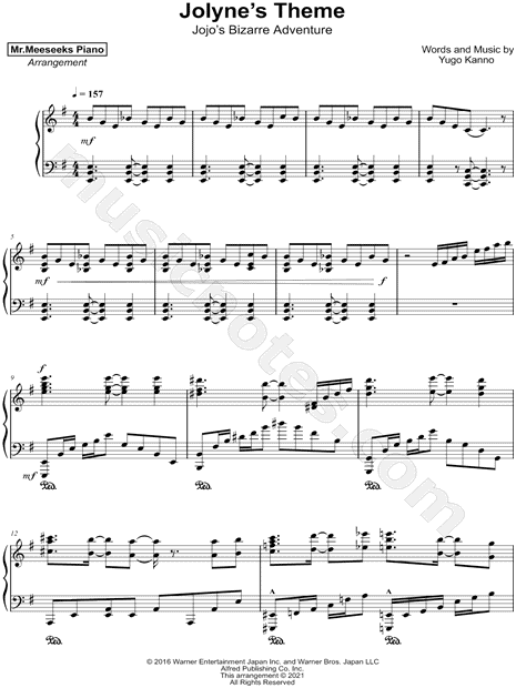 Jojo's Bizarre Adventure Opening 9 Sheet music for Flute (Solo)