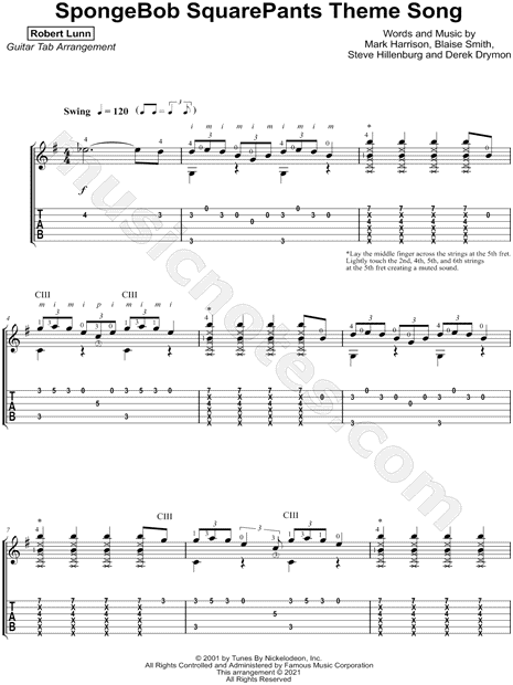 Guitar Tabs SpongeBob Sad Song 