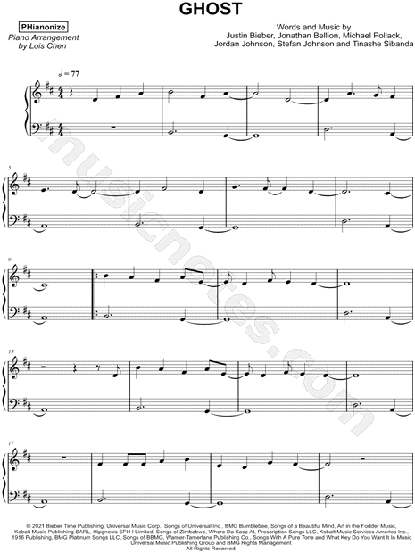 Ghost – Justin Bieber Sheet music for Piano (Solo) Easy