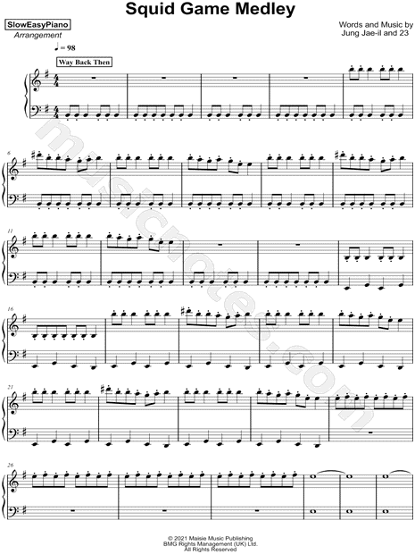 Squid Game - Way Back Then – Jung Jaeil Squid Game theme for recorder Sheet  music for Recorder (Solo)