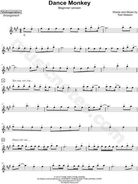 Dance Monkey VIOLIN Sheet music for Violin (Solo)