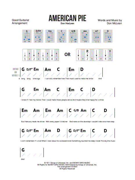 American Pie  Ukulele chords songs, Ukulele songs, Easy guitar songs