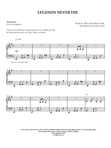 Legends Never Die – League of Legends [With All Instruments] Sheet