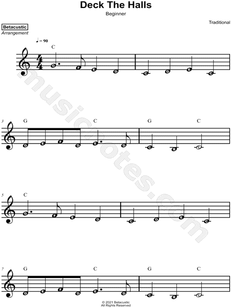 Deck the Halls C major Sheet music for Piano (Solo) Easy