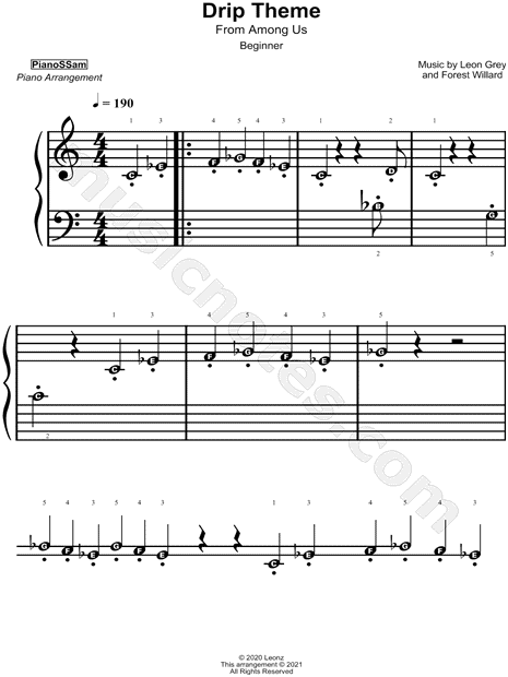 Among Drip Piano Sheet music for Piano (Solo) Easy