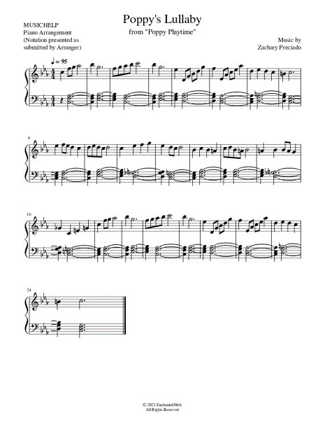 Poppy's Lullaby ~ (Poppy Playtime) OST Sheet music for Celesta (Solo)