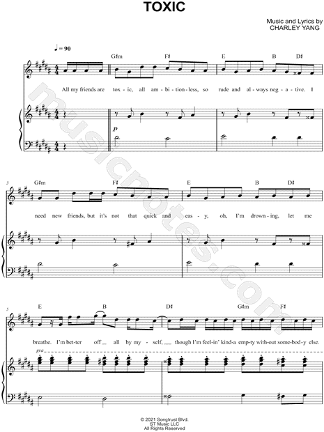 BoyWithUke Toxic Sheet Music in G# Minor (transposable) - Download &  Print - SKU: MN0245948