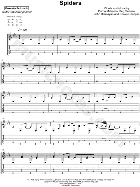 Spiders (Guitar Tab) - Print Sheet Music Now