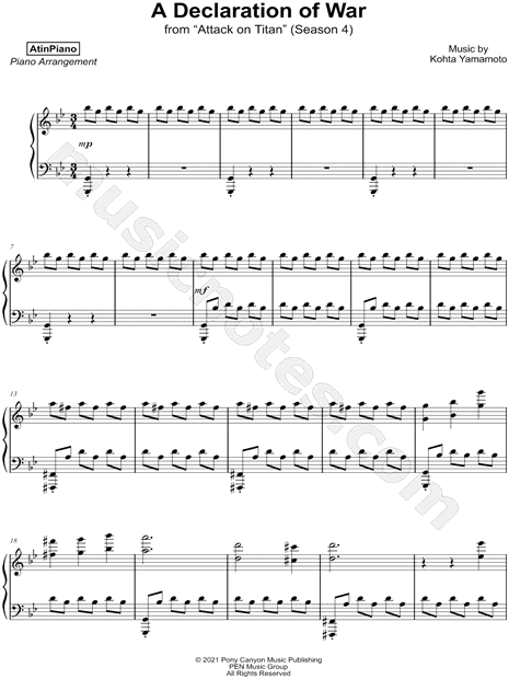 My War - Attack on Titan Sheet music for Piano (Solo)