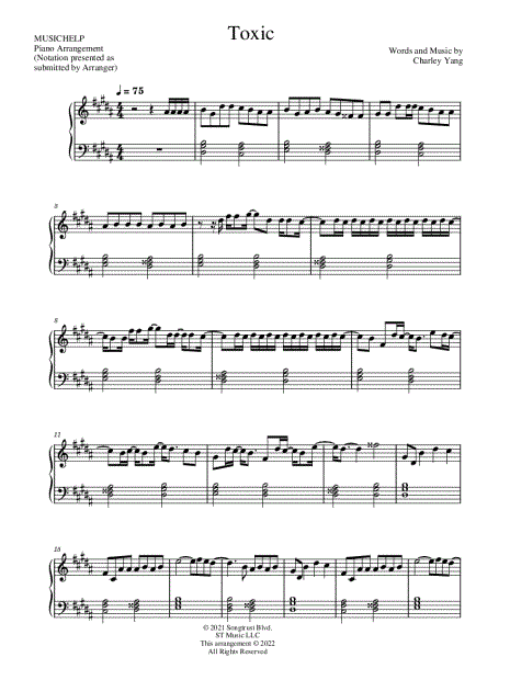 Toxic – BoyWithUke (Full Piano Cover) Sheet music for Piano (Solo)