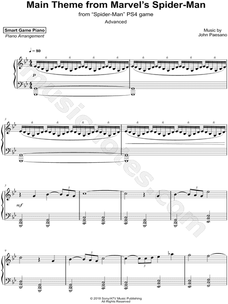 Smart Piano "Spider-Man PS4 Main Theme [advanced]" Sheet Music (Piano Solo) Minor - Download & Print SKU: MN0251705