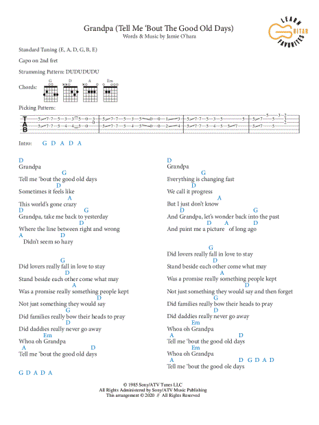 Grandpa (Tell Me 'Bout The Good Old Days) (Guitar Chords/Lyrics)