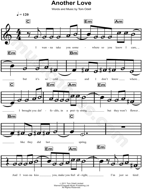 Another Love Sheet Music, Tom Odell