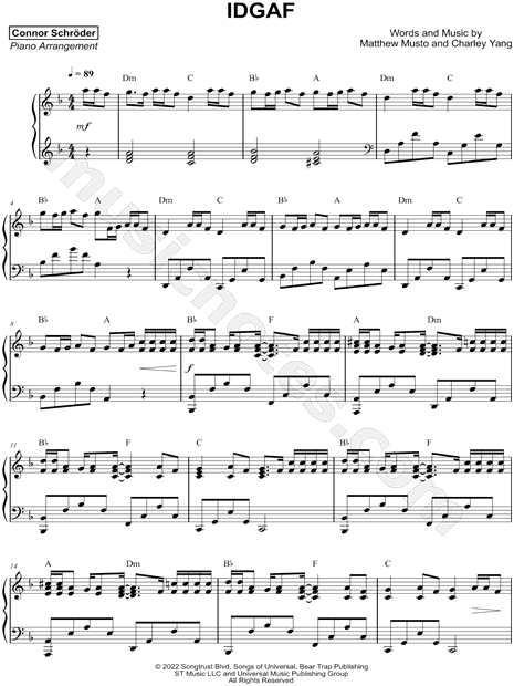 IDGAF – BoyWithUke , ft. blackbear (Full Piano Cover) Sheet music for Piano  (Solo) Easy