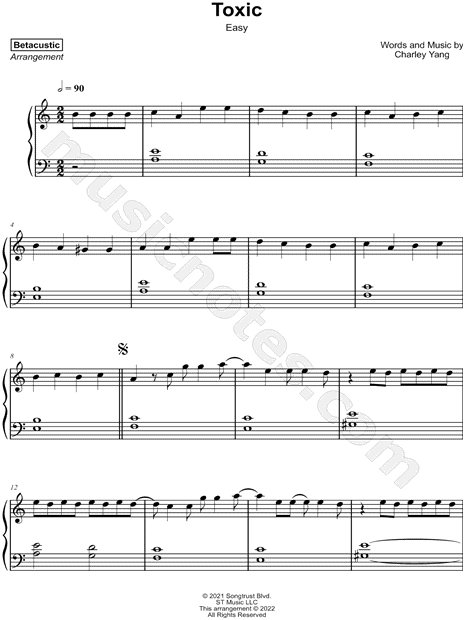 Toxic - BoyWithUke (beginner piano) Sheet music for Piano (Solo) Easy