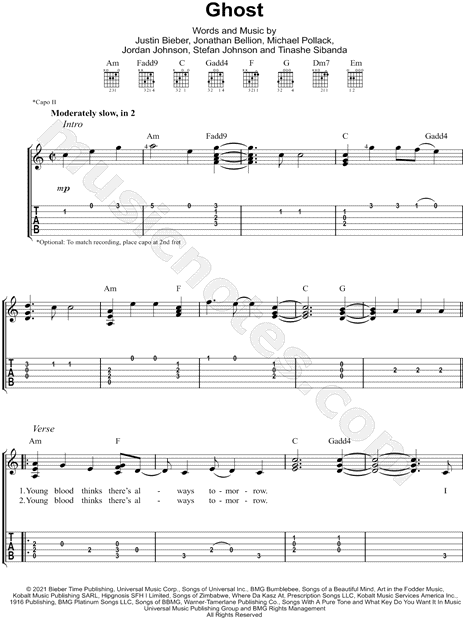 Ghost by Justin Bieber (Fingerstyle Arrangement) Sheet music for Guitar  (Solo)