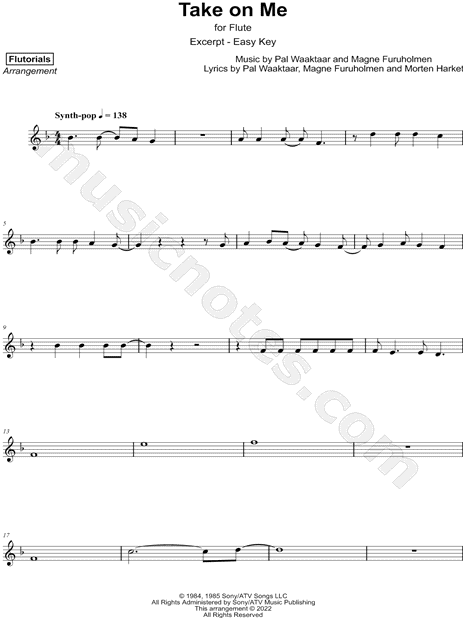 Take on me Sheet music for Flute (Solo)