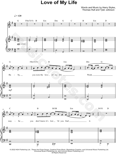 Love Of My Life Sheet Music (Piano)