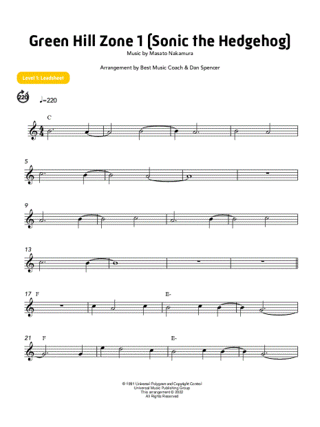 Green Hill Zone - Sonic the Hedgehog (For your listening pleasure ONLY!) Sheet  music for Piano, Flute, Guitar, Clarinet other & more instruments (Mixed  Quintet)