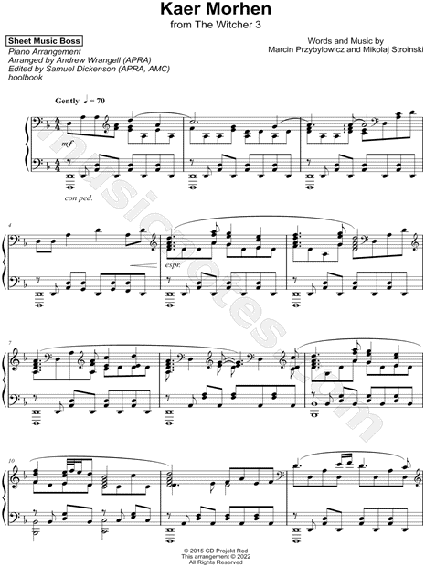 The Witcher 3 - Geralt of Rivia Sheet music for Piano (Solo