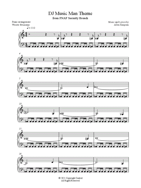 Five Nights at Freddy's - Security Breach Opening Sheet music for