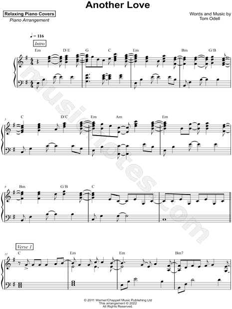 Tom Odell Another Love Sheet Music (Piano Solo) in E Minor - Download &  Print - SKU: MN0122971