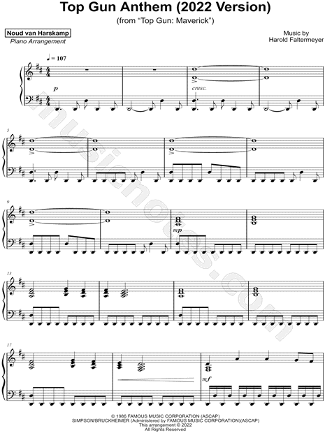 Top Gun Anthem from 'Top Gun: Maverick' Sheet Music (Piano Solo) in D  Major - Download & Print - SKU: MN0260610