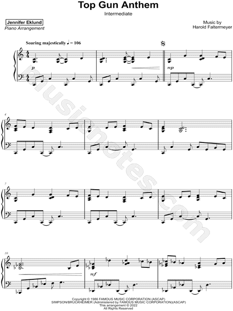 Jennifer Eklund Top Gun Anthem [intermediate] Sheet Music (Piano Solo) in  C Major - Download & Print - SKU: MN0257562