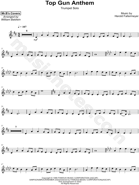 Top Gun Anthem by Harold Faltermeyer - Trumpet Solo - Digital Sheet Music