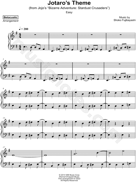 JoJo's Bizarre Adventure: Stardust Crusaders - Trombone Solo Sheet