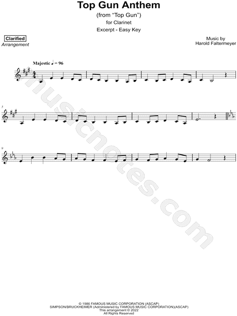 Clarified Top Gun Anthem [excerpt - easy] Sheet Music (Clarinet Solo) in  A Major - Download & Print - SKU: MN0260028