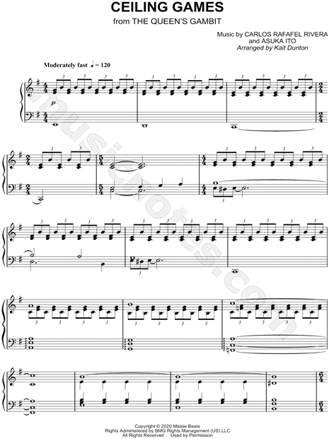 Main Title - The Queen's Gambit - Carlos Rafael Rivera Sheet music for  Piano (Solo)