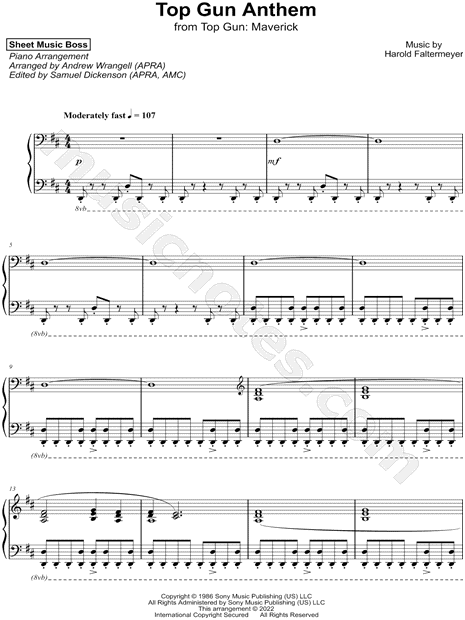 Top Gun Anthem from 'Top Gun: Maverick' Sheet Music (Piano Solo) in D  Major - Download & Print - SKU: MN0260610