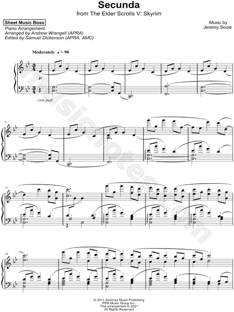 Secunda – Jeremy Soule Mystical wise tree meme Sheet music for Piano (Solo)  Easy